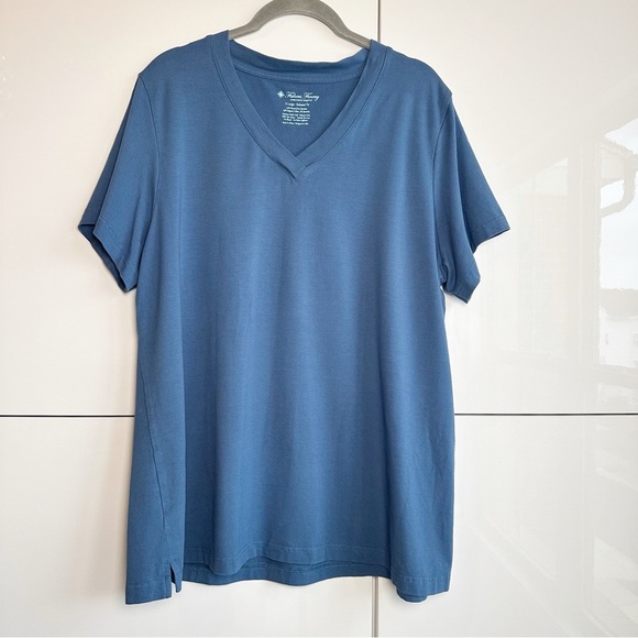 Fishers Finery T Shirt V Neck Relaxed Fit Blue Size X-Large Sleep Shirt Soft - Picture 1 of 4